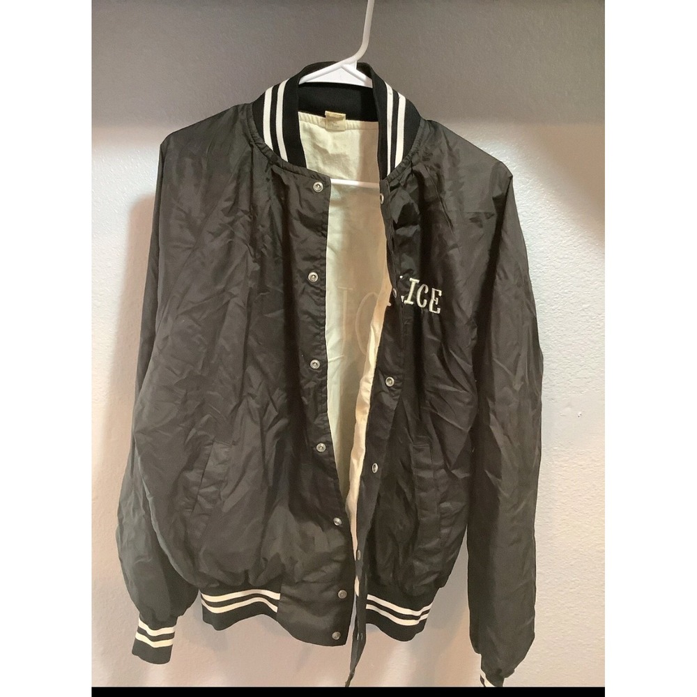 "Vintage 80s Police Men's Nylon Jacket, XL (46-48), Made in USA"